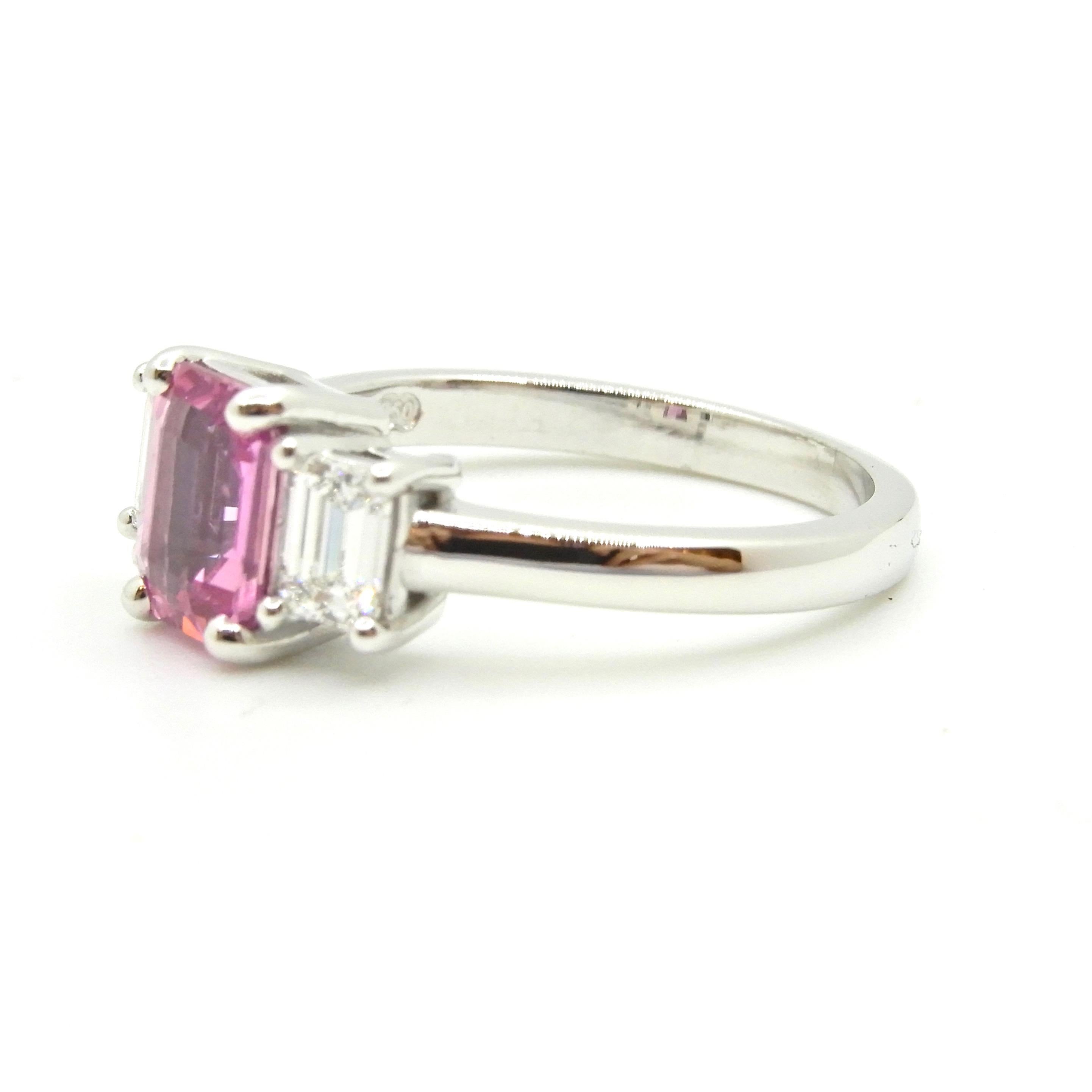 pink sapphire emerald cut ring