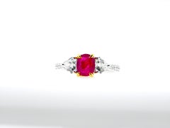 1.21 Carat GIA Certified Burma No Heat Vivid Red Ruby and White Diamond Ring