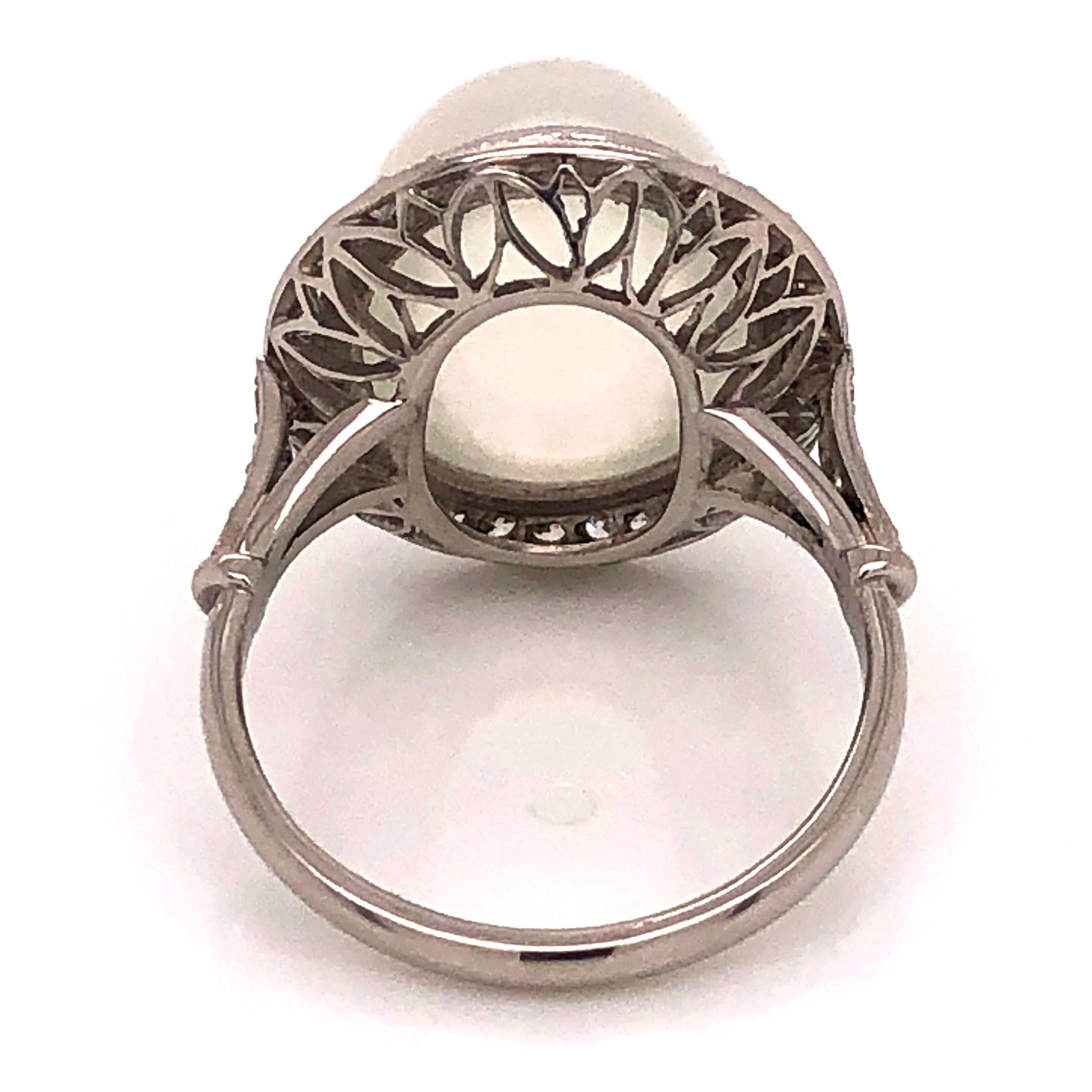 12,1 Karat Mondstein Diamant Platin Art Deco Cocktail-Ring feiner Nachlassschmuck 1