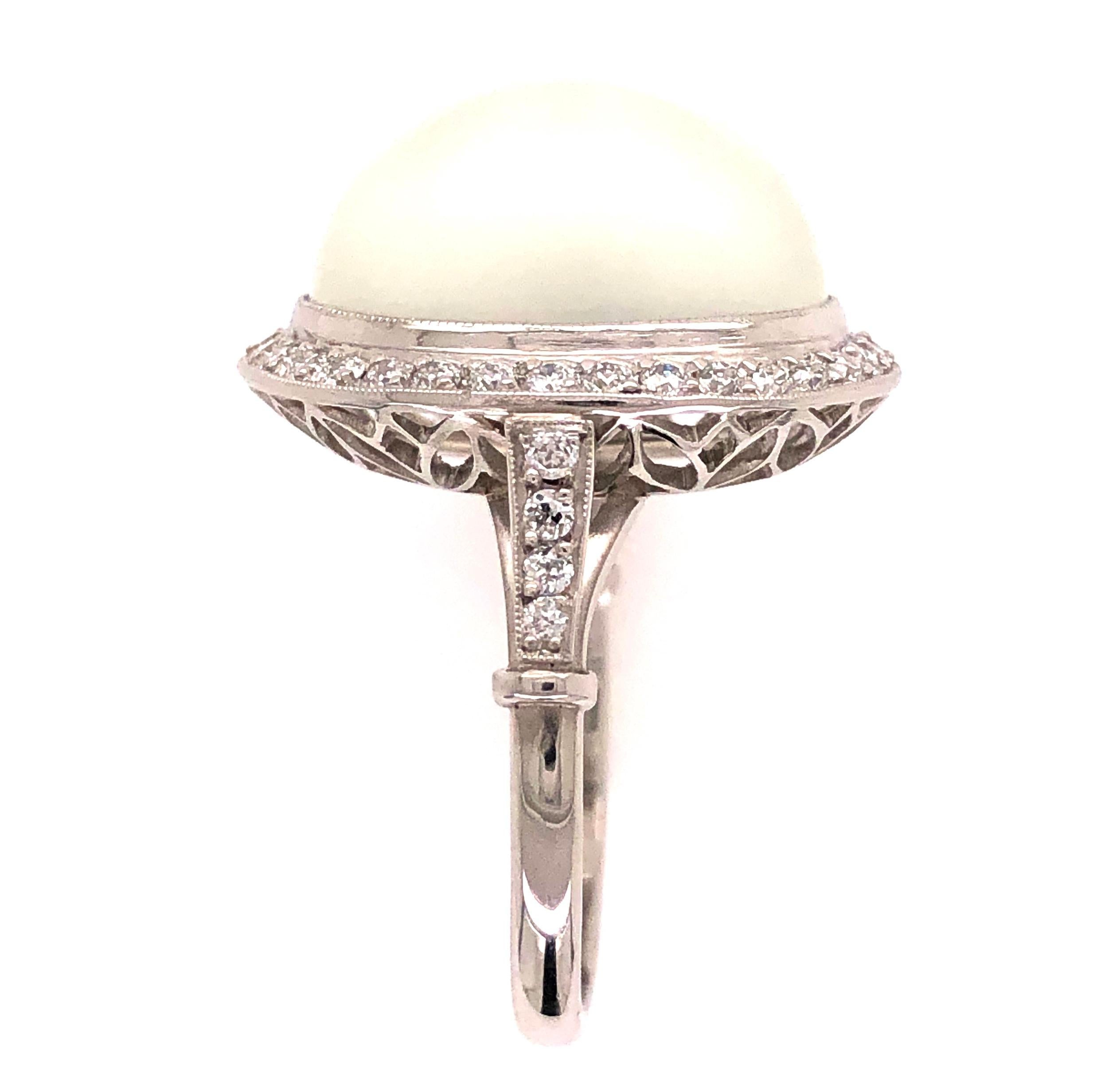 12,1 Karat Mondstein Diamant Platin Art Deco Cocktail-Ring feiner Nachlassschmuck 2