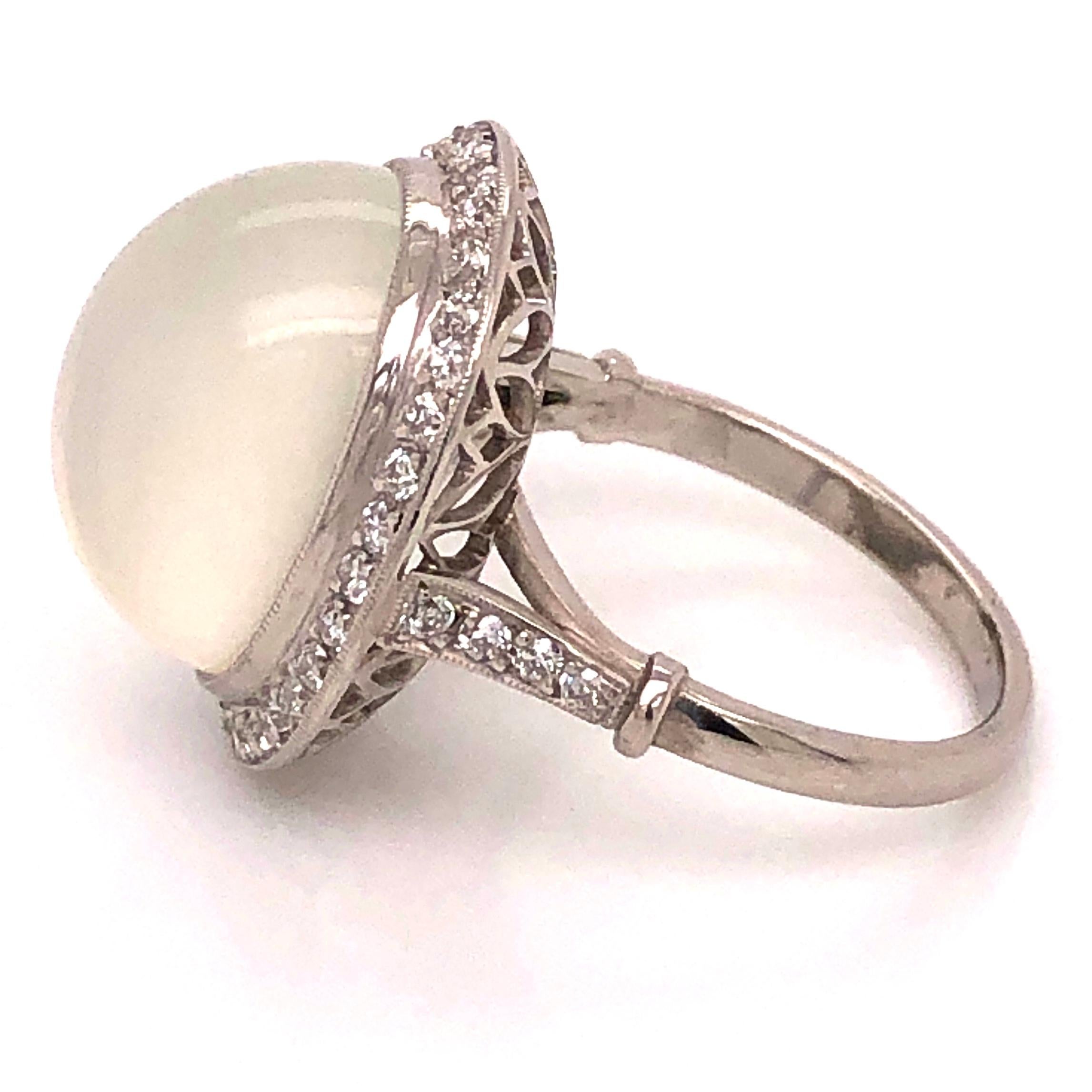 12,1 Karat Mondstein Diamant Platin Art Deco Cocktail-Ring feiner Nachlassschmuck (Gemischter Schliff)