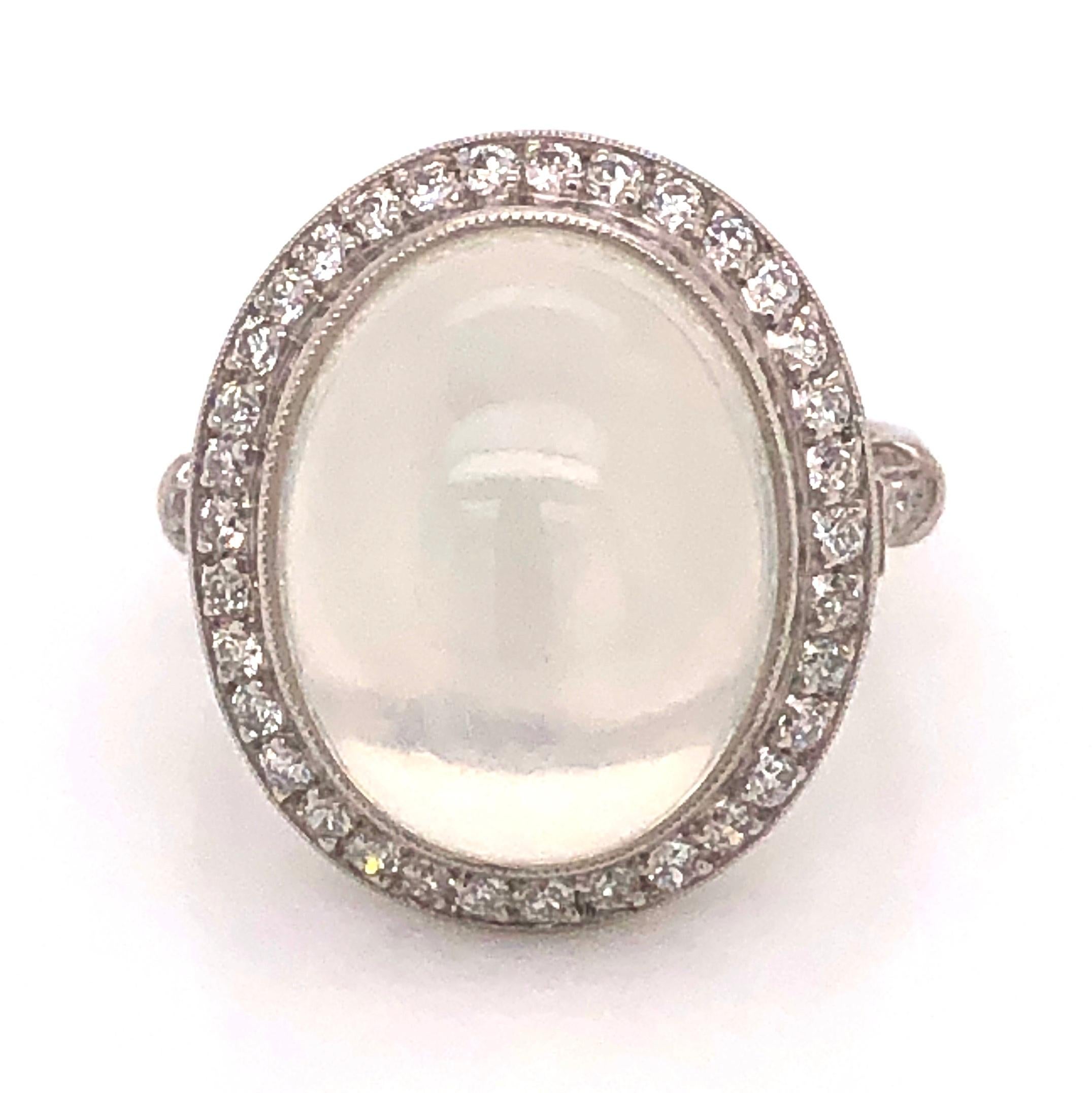 12,1 Karat Mondstein Diamant Platin Art Deco Cocktail-Ring feiner Nachlassschmuck 4