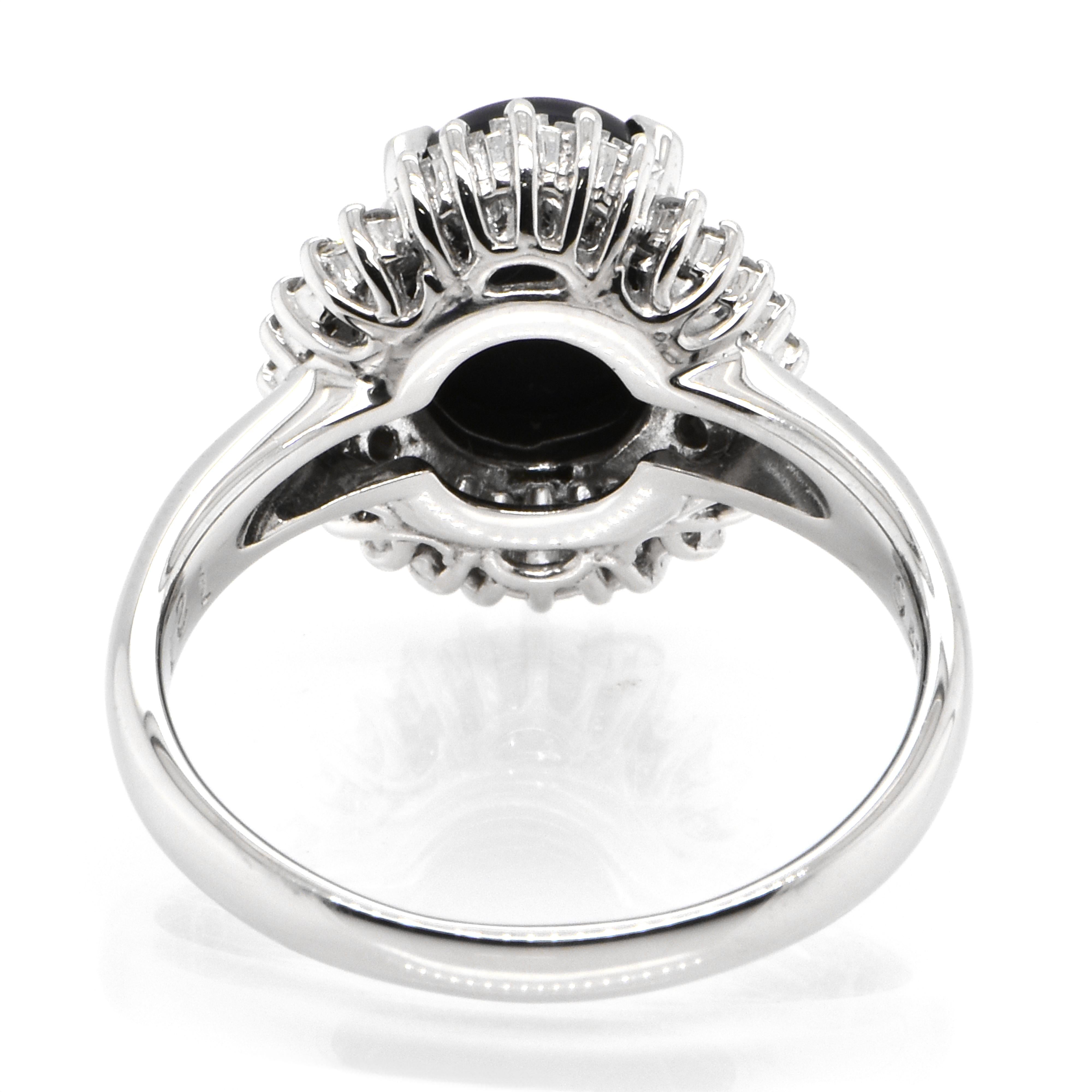 Women's 1.21 Carat Natural Australian Black Opal Ballerina Ring Made in Platinum For Sale