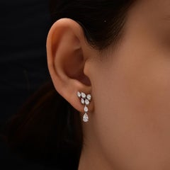 Orecchini a goccia con diamante naturale da 1,21 carati Orecchini con dichiarazione in oro bianco 18 carati