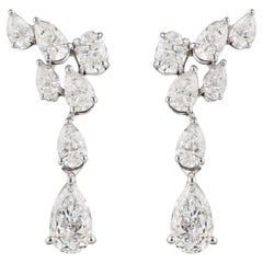1.21 Carat Natural Diamond Drop Earrings 18k White Gold Statement Earrings