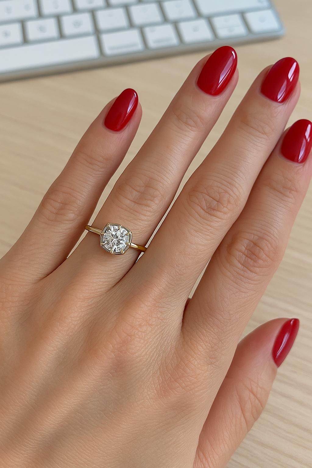 1,21 Karat Diamant im alten europäischen Schliff 14K Gelbgold Solitär Ring (Viktorianisch) im Angebot