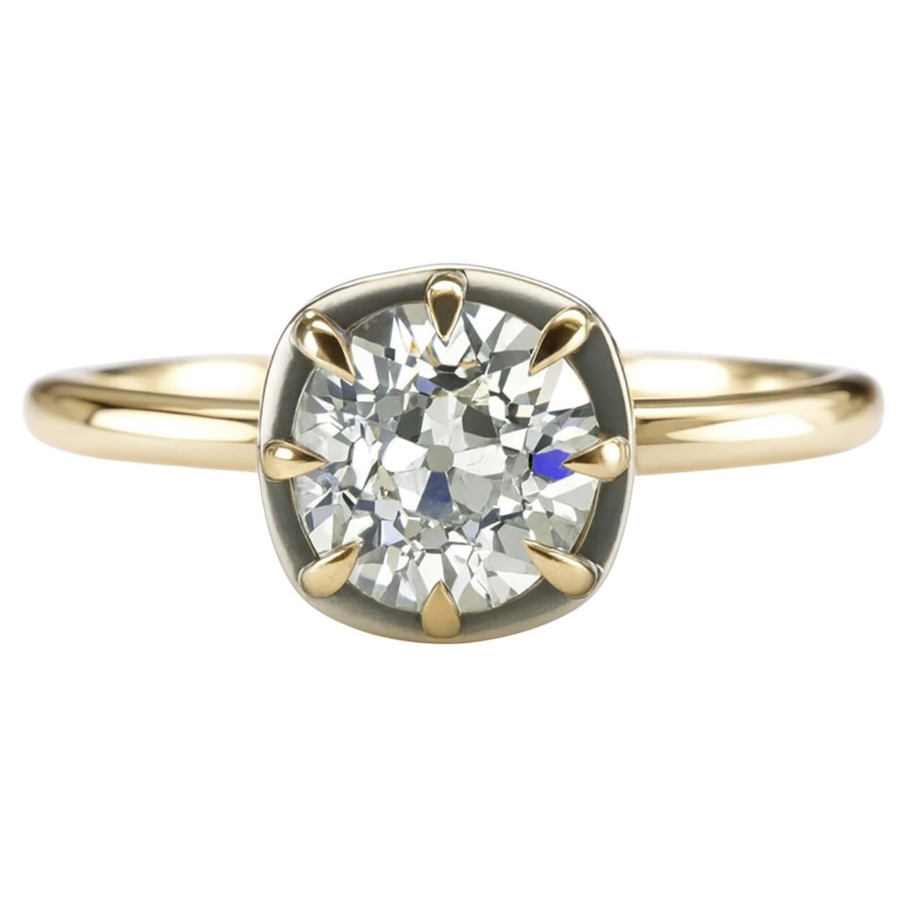 1,21 Karat Diamant im alten europäischen Schliff 14K Gelbgold Solitär Ring im Angebot