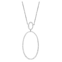 1.21 Carat Open-Work Diamond Oval Pendant Necklace in 18K White Gold