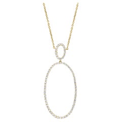 1.21 Carat Open-Work Diamond Oval Pendant Necklace in 18K Yellow Gold
