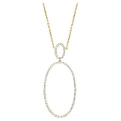 1.21 Carat Open-Work Diamond Oval Pendant Necklace in 18K Yellow Gold