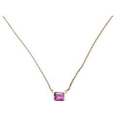 1,21 Karat Rosa Saphir Kissen & Mode Halsketten Berberyn zertifiziert in 14K RG