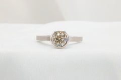 1.21 Carat Round Brilliant Diamond in 14k White Gold Contemporary Solitaire Ring