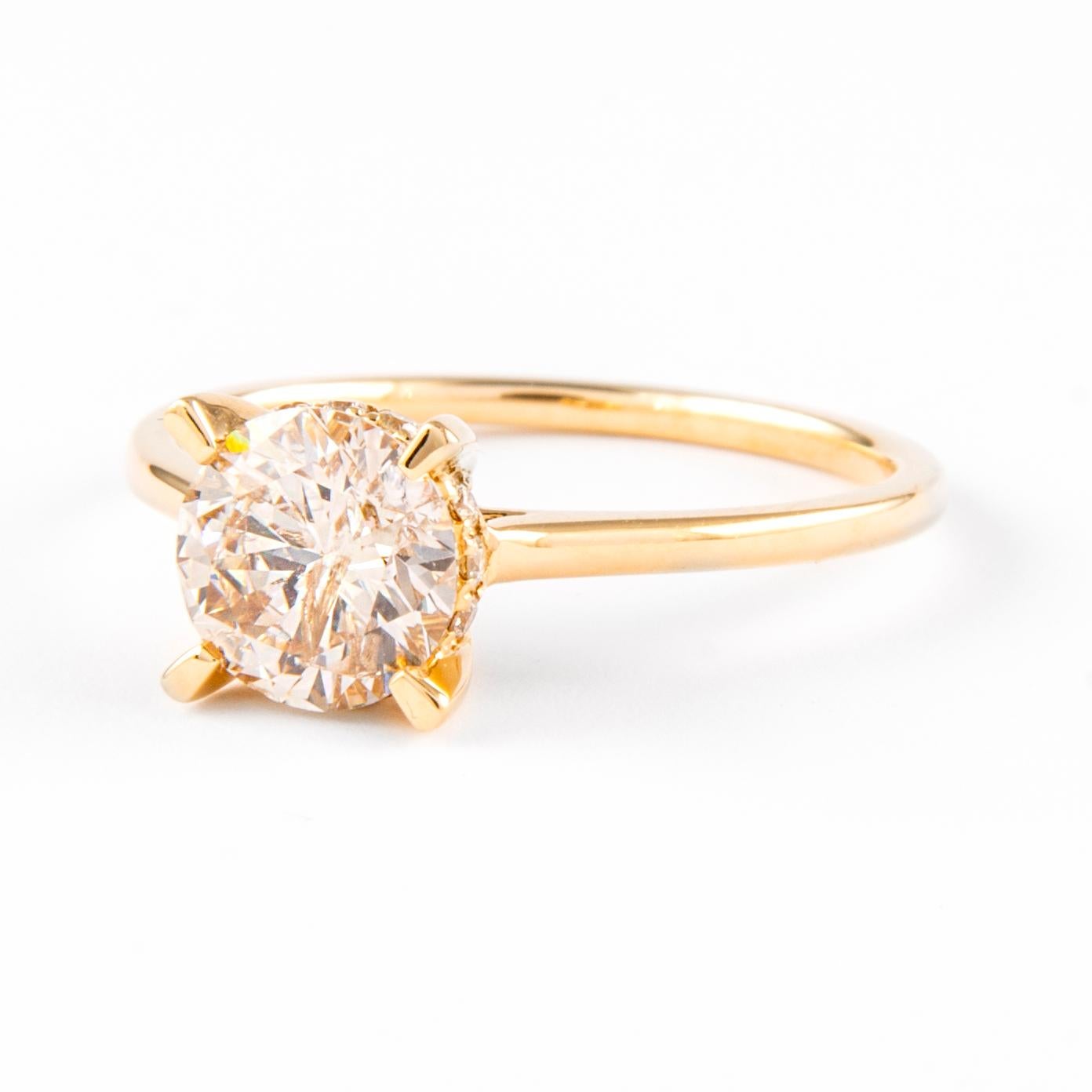 1.21 Karat runder Brillant-Diamant Solitär-Ring 18 Karat Gelbgold (Zeitgenössisch) im Angebot