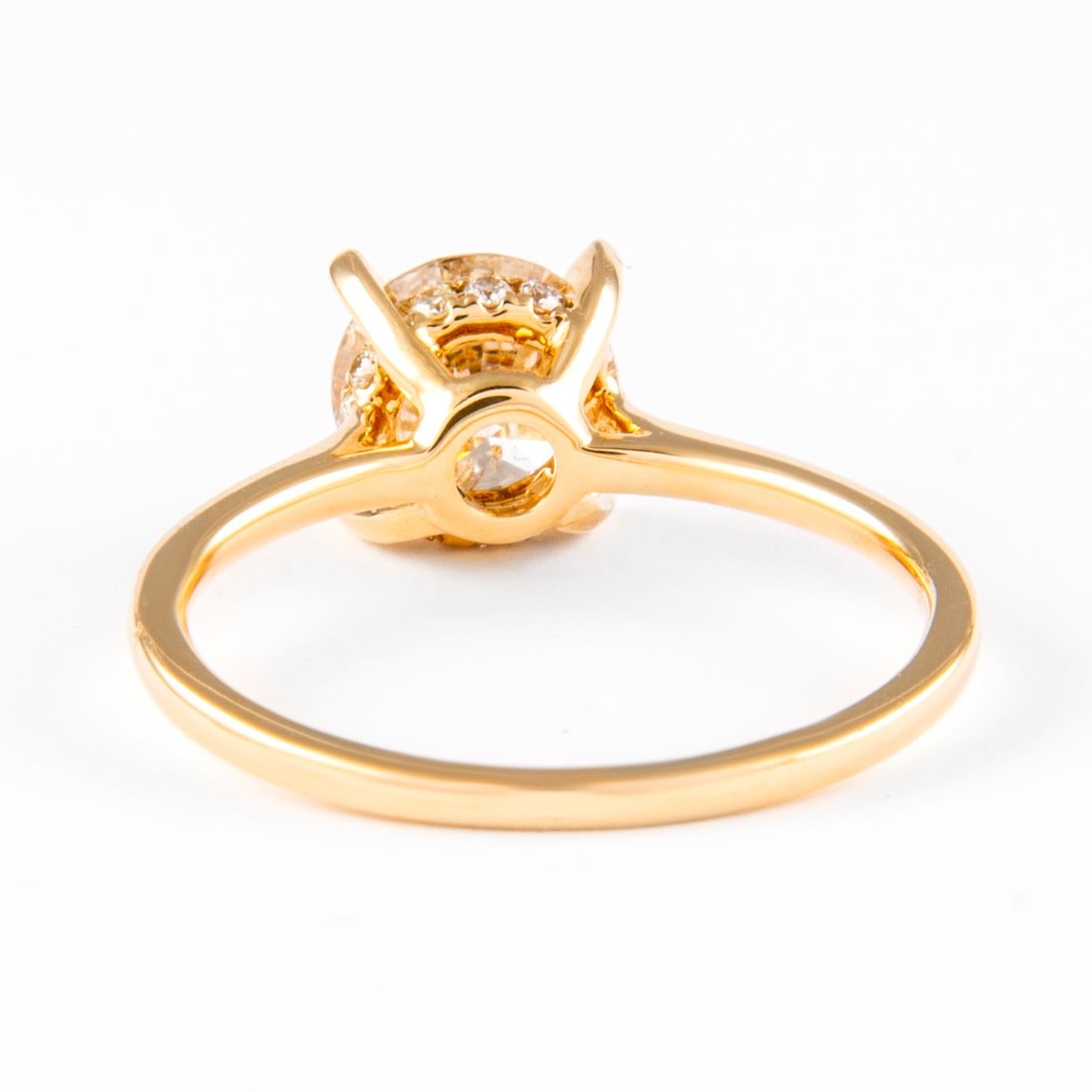 1.21 Karat runder Brillant-Diamant Solitär-Ring 18 Karat Gelbgold im Zustand „Neu“ im Angebot in BEVERLY HILLS, CA