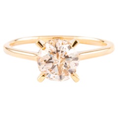 1.21 Carat Round Brilliant Diamond Solitaire Ring 18 Karat Yellow Gold