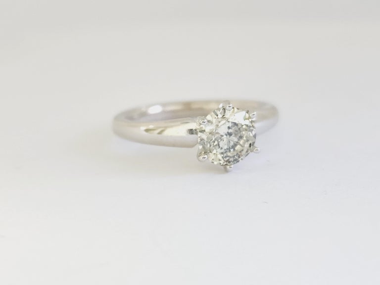 Round Cut 1.21 Carat Round Diamond 14 Karat White Gold Solitaire Ring For Sale