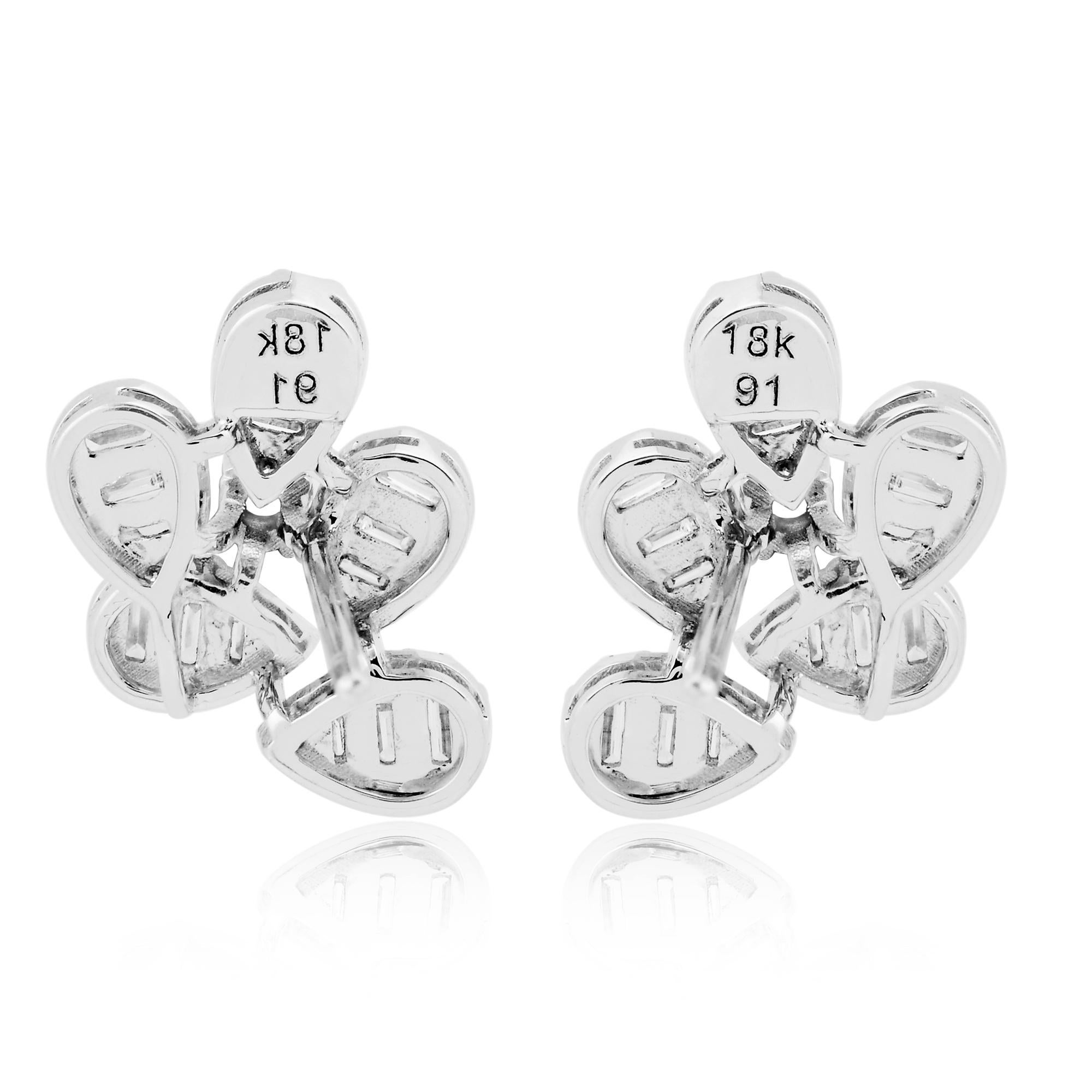 1,21 quilates SI Claridad HI Color Pendientes de diamantes baguette Joyas de oro blanco de 18k en Nuevo estado para la venta en Diera, Dubai