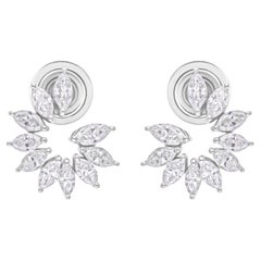Orecchini a stella in oro bianco 18k con diamante marquise da 1,21 carati SI Clarity HI Color