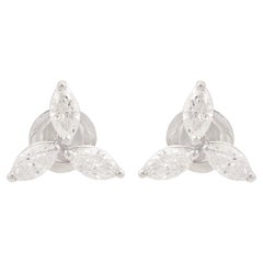 Orecchini a perno con diamante trillium marquise da 1,21 carati SI/H Oro bianco 14k