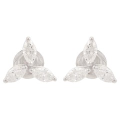 Orecchini a perno con diamante trillium da 1,21 carati SI/H Marquise in oro bianco 18k