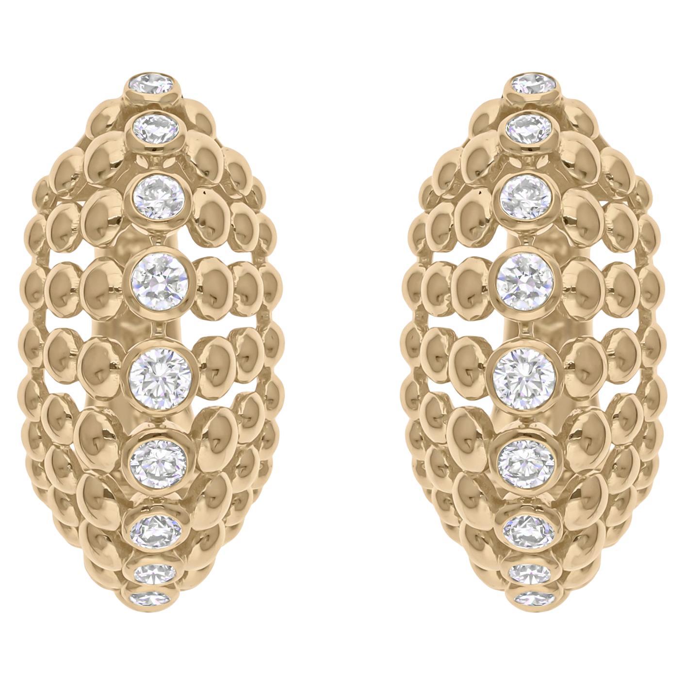 Pendientes jaula de diamantes talla brillante redonda SI/H de 1,21 quilates Oro amarillo de 18 quilates