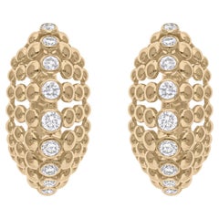 1.21 Carat SI/H Round Brilliant Cut Diamond Cage Earrings 18 Karat Yellow Gold