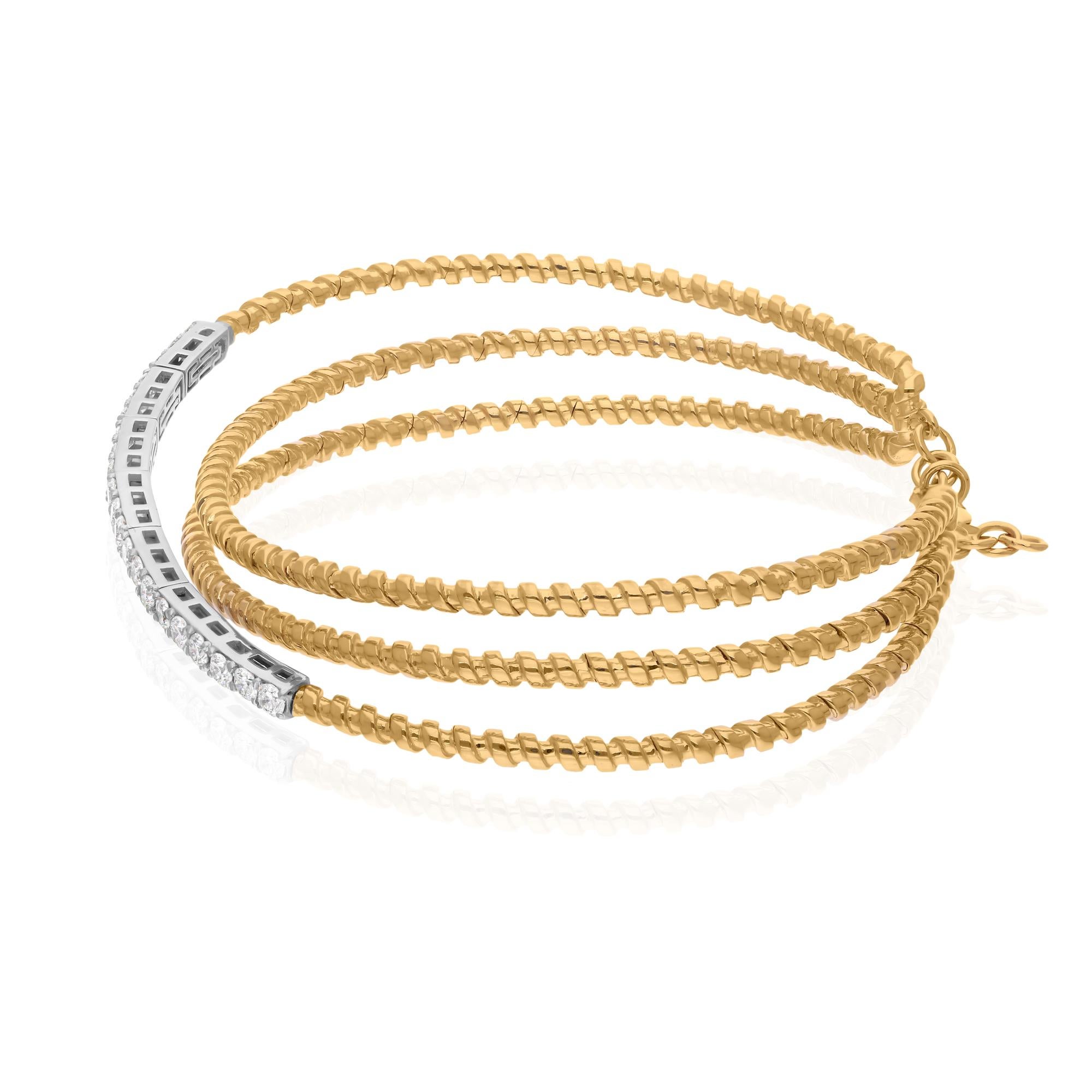 Cast from 10-karat gold, these exquisite bangle is handset with 1.21 carats of sparkling diamonds.

FOLLOW SPECTRUM JEWELS storefront to view the latest collection & exclusive pieces. Spectrum Jewels is proudly rated as a Top Seller on 1stdibs with