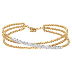 1.21 Carat SI/H Round Brilliant Cut Diamond Criss Cross Bracelet en or jaune 10k