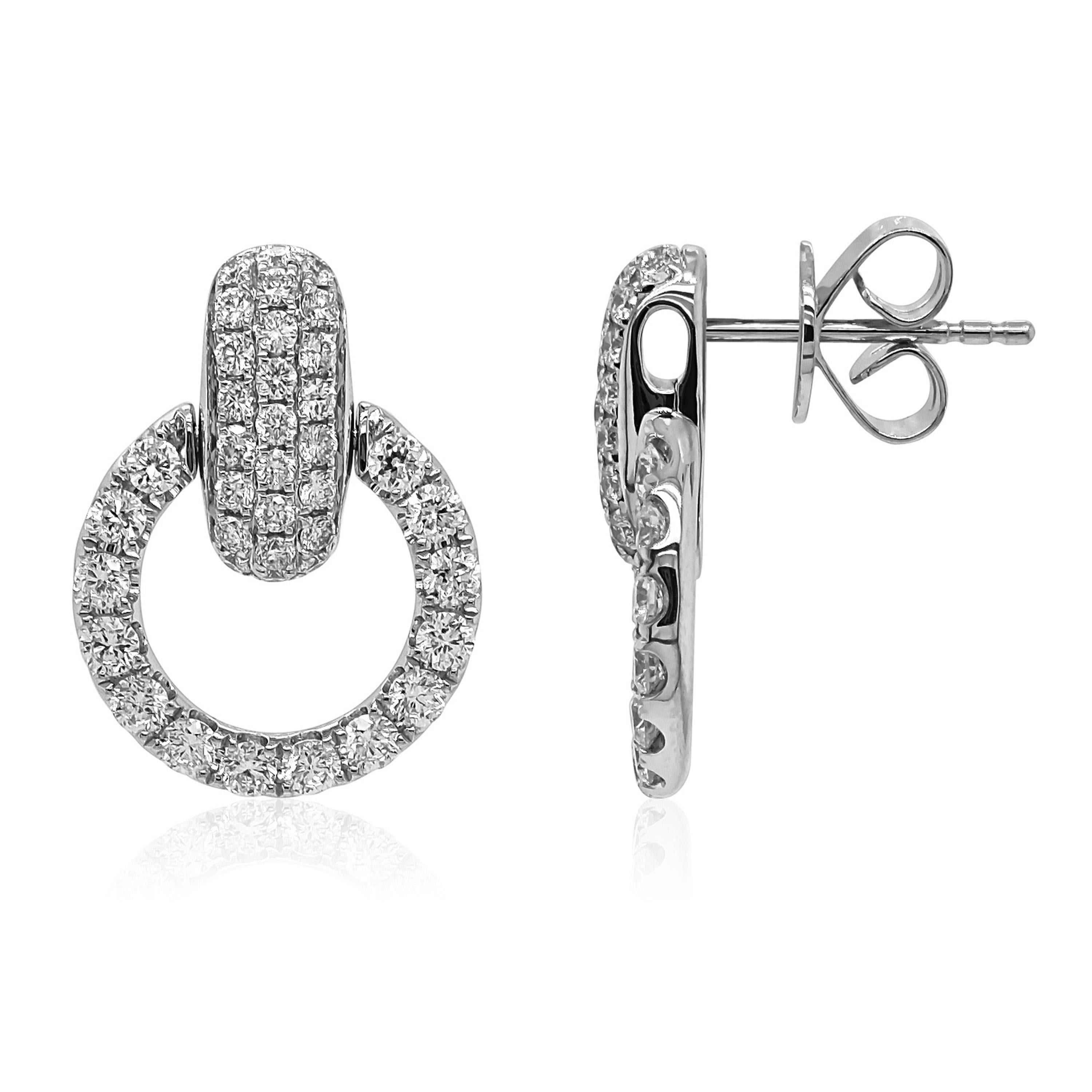 Orecchini in oro bianco con diamante bianco da 1,21 carati In condizioni Nuovo in vendita a New York, NY