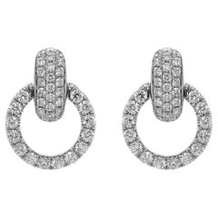 Boucles d'oreilles en or blanc avec diamant blanc de 1.21 carats