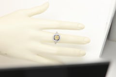 Yellow Diamond 1.21 carat & Blue Sapphire Ring 18 Karat Gold Art Deco Ring (#3)
