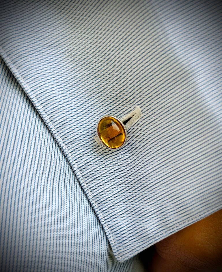 12.1 Carats Citrine Gemstone Men's Cufflinks in sterling silver are elegant accessories crafted with natural citrine which is associated with positivity, abundance and success.
These are used for securing shirt cuffs and makes a bold fashion