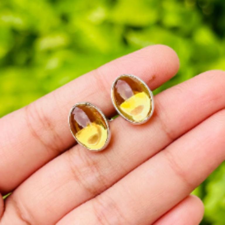 Oval Cut 12.1 Carats Citrine Gemstone Men's Cufflinks in 925 Sterling Silver For Sale