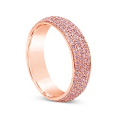 1.21 Carats Total Four-Row Micro-Pave Round Pink Diamond Eternity Wedding Band