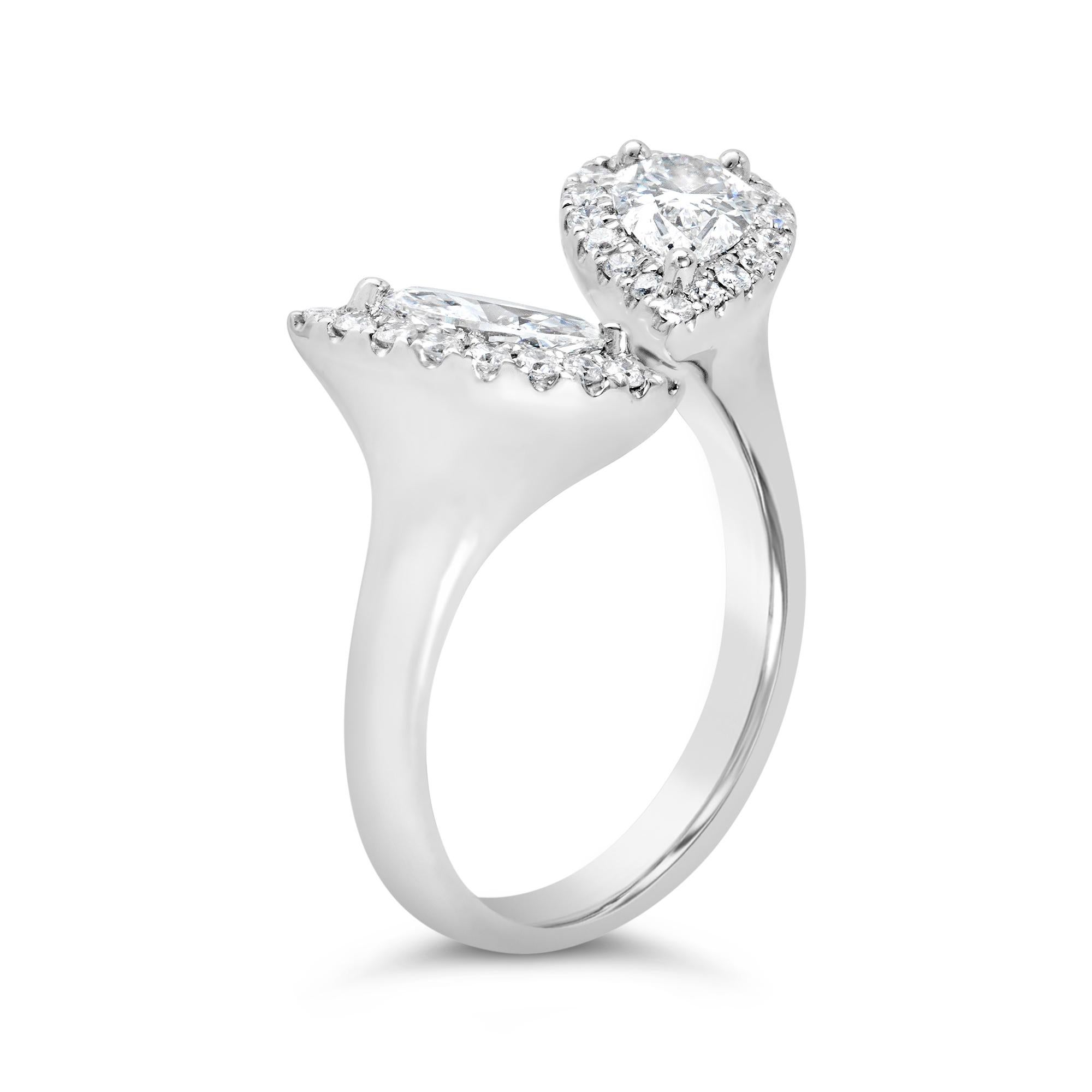 Contemporary Roman Malakov 1.21 Carats Total Mixed-Cut Diamond Disconnected Fashion Ring