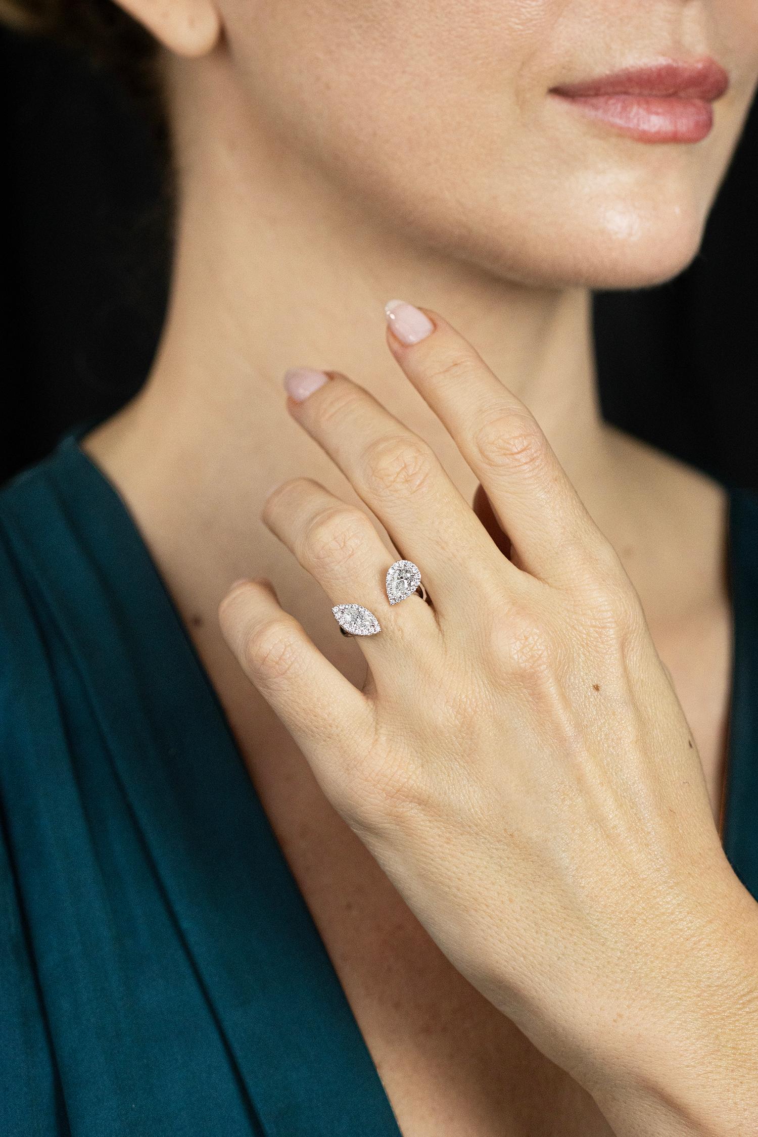 Mixed Cut Roman Malakov 1.21 Carats Total Mixed-Cut Diamond Disconnected Fashion Ring