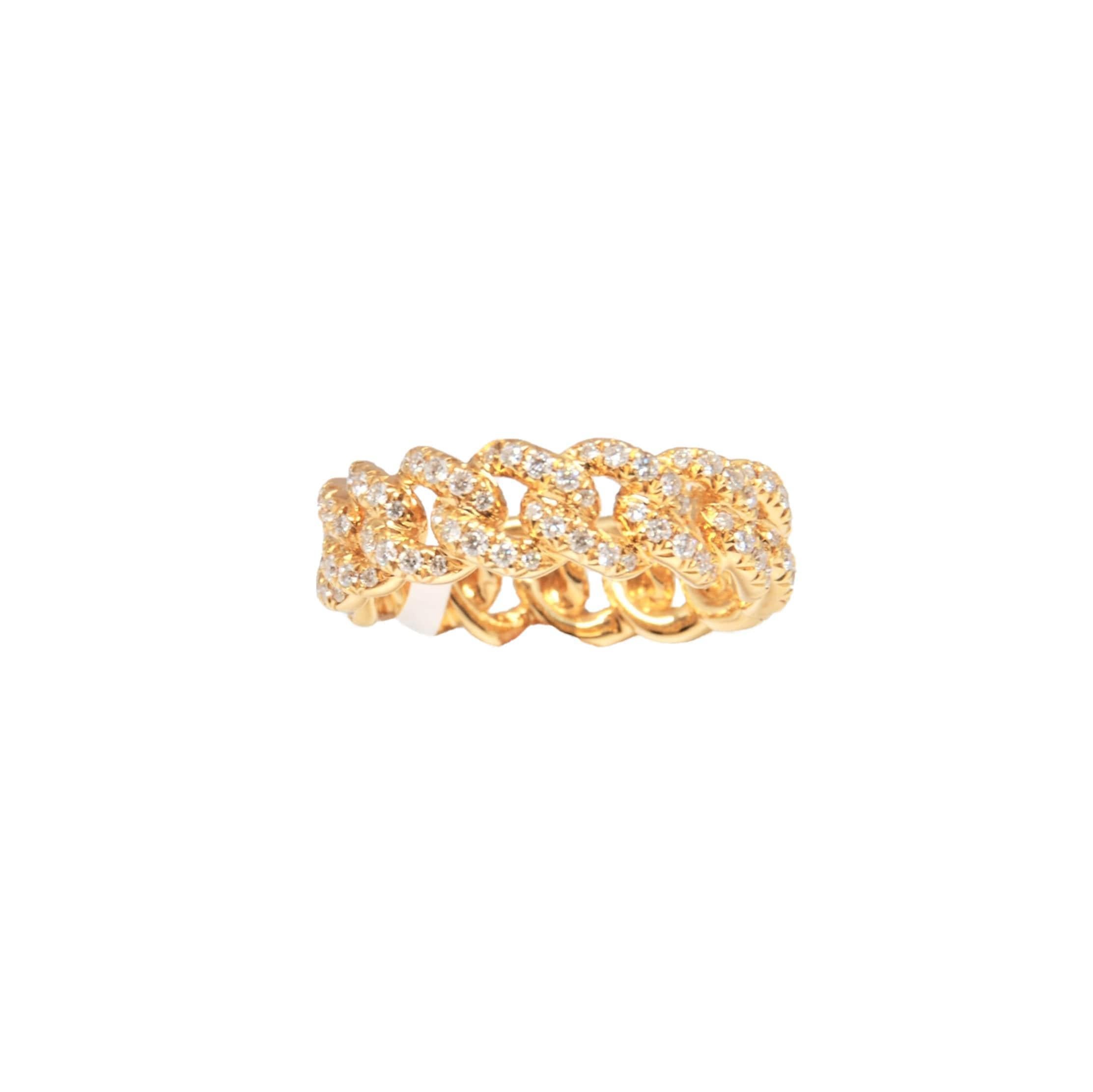 Round Cut 1.21 ct Gold Chain Link Diamond Band For Sale