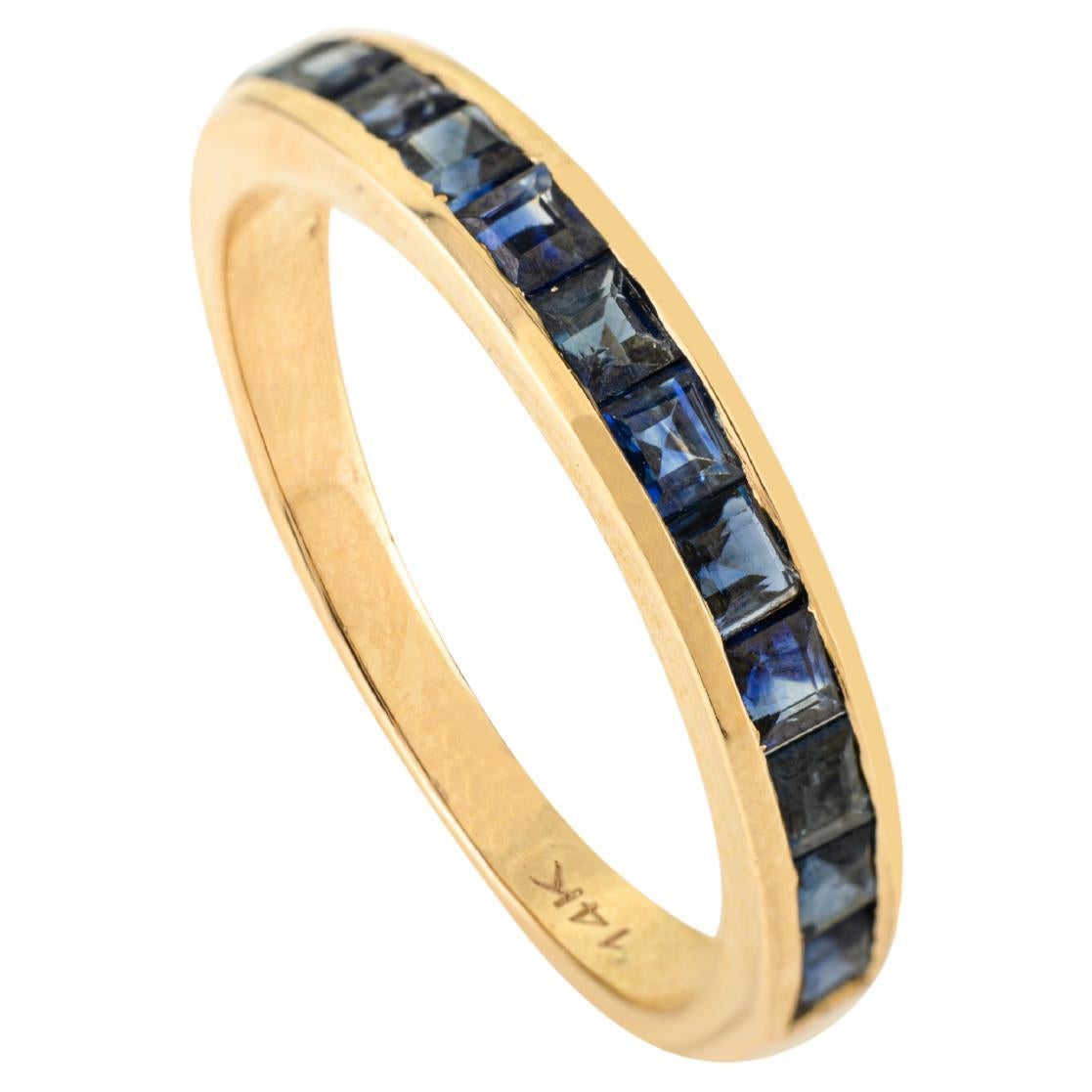 1,21 ct natürlichen blauen Saphir Kanal Set halbe Ewigkeit Band in 14K Gelbgold