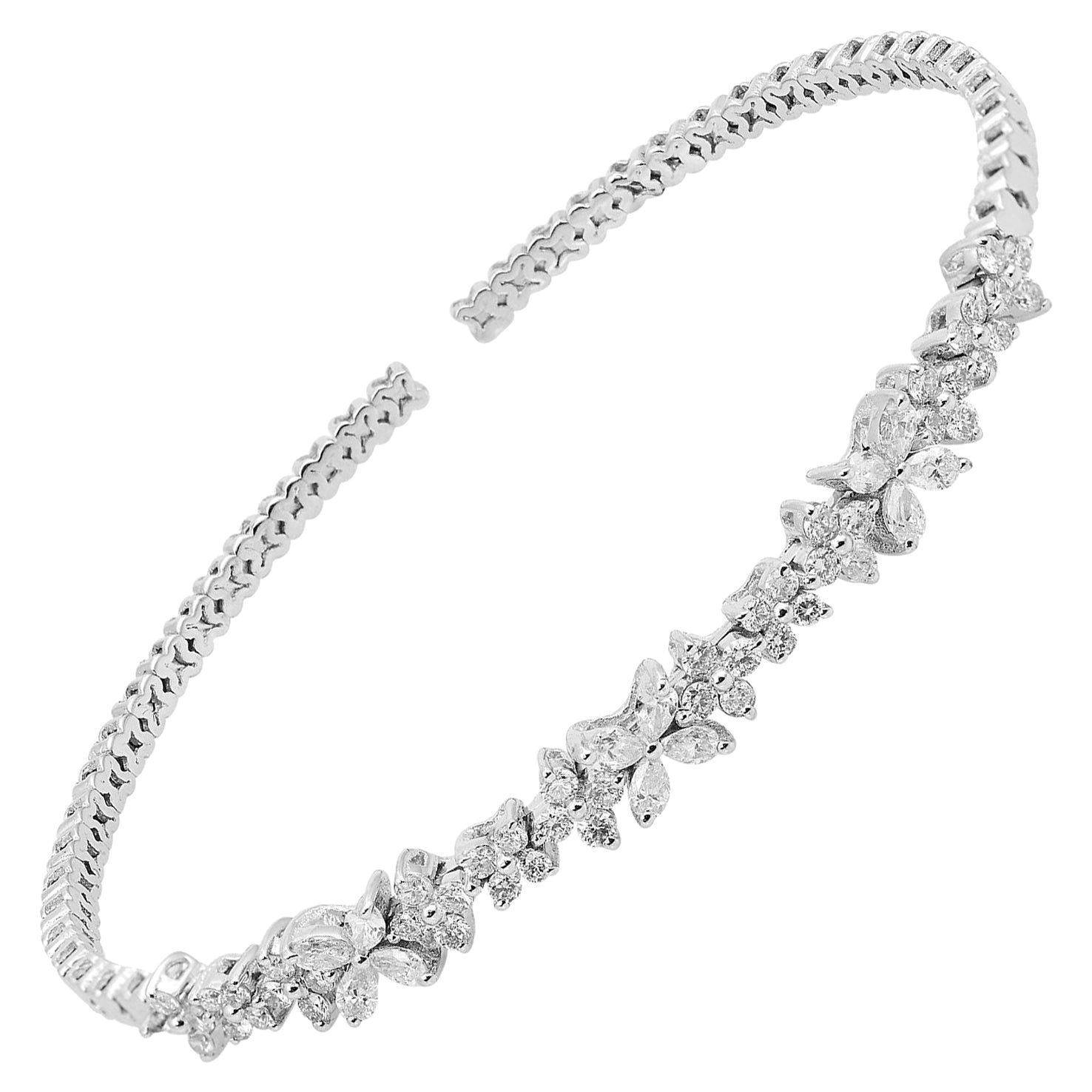 1,21 Ct. Clarity SI HI Color Diamante Bracciale Bangle Oro Bianco 14 Karati