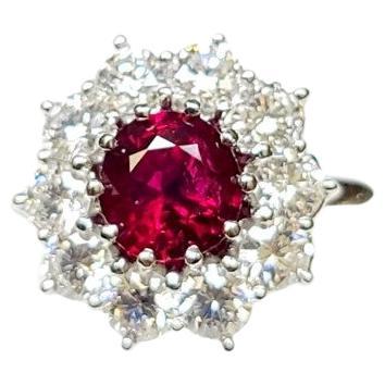 Vivid Pigeon Blood Red Perfectly Clean 1.21 ct Unheated  Burma Mogok Ruby Ring In New Condition For Sale In Warren, NJ