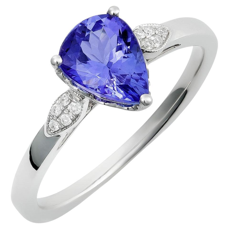 1.21 cts Natural Tanzanite 
0.06 cts Diamonds 18K White Gold Ring