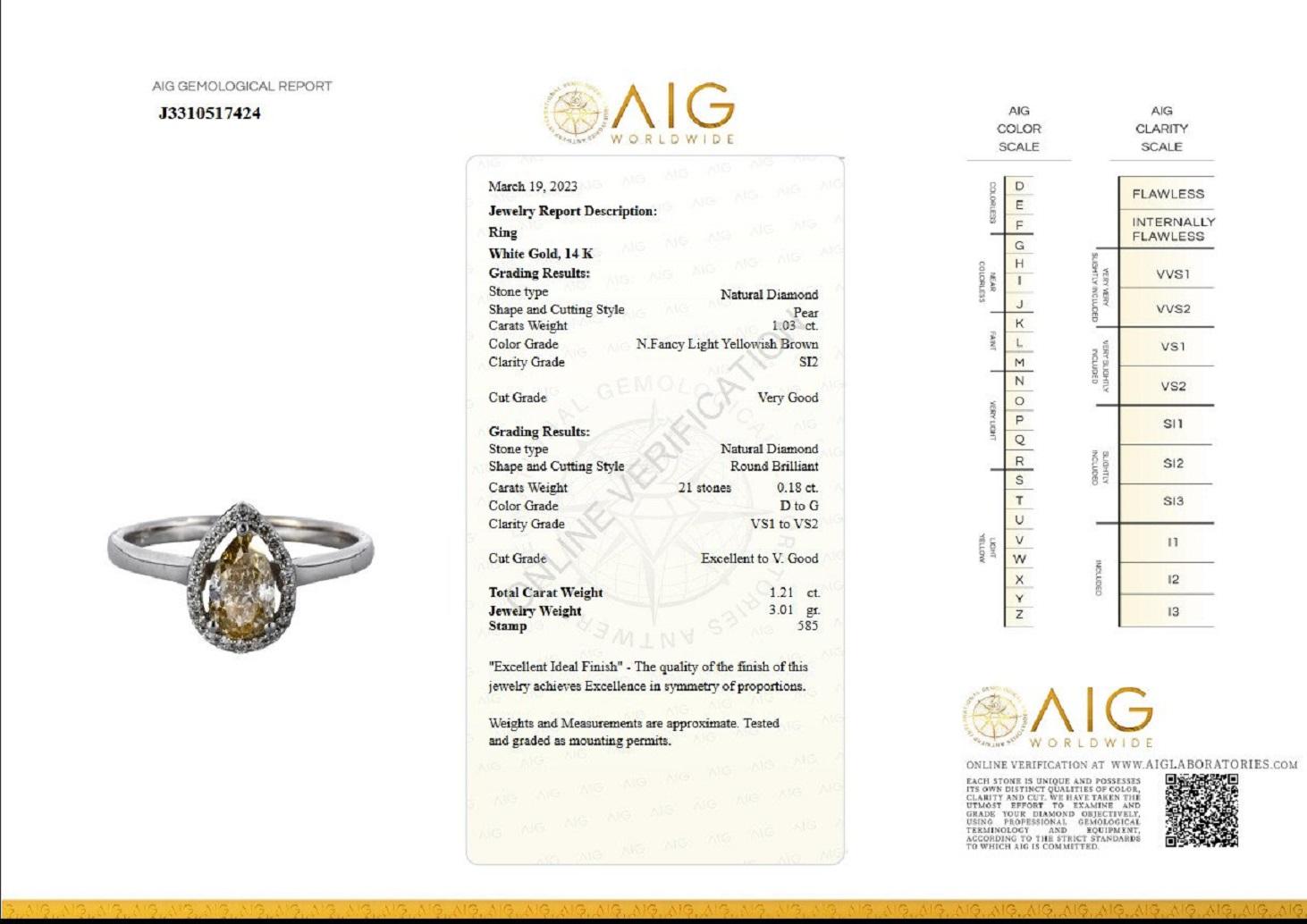 Art Deco $1 NO RESERVE!  1.21cttw Fancy Pear Diamond Halo, 14k White Gold Ring