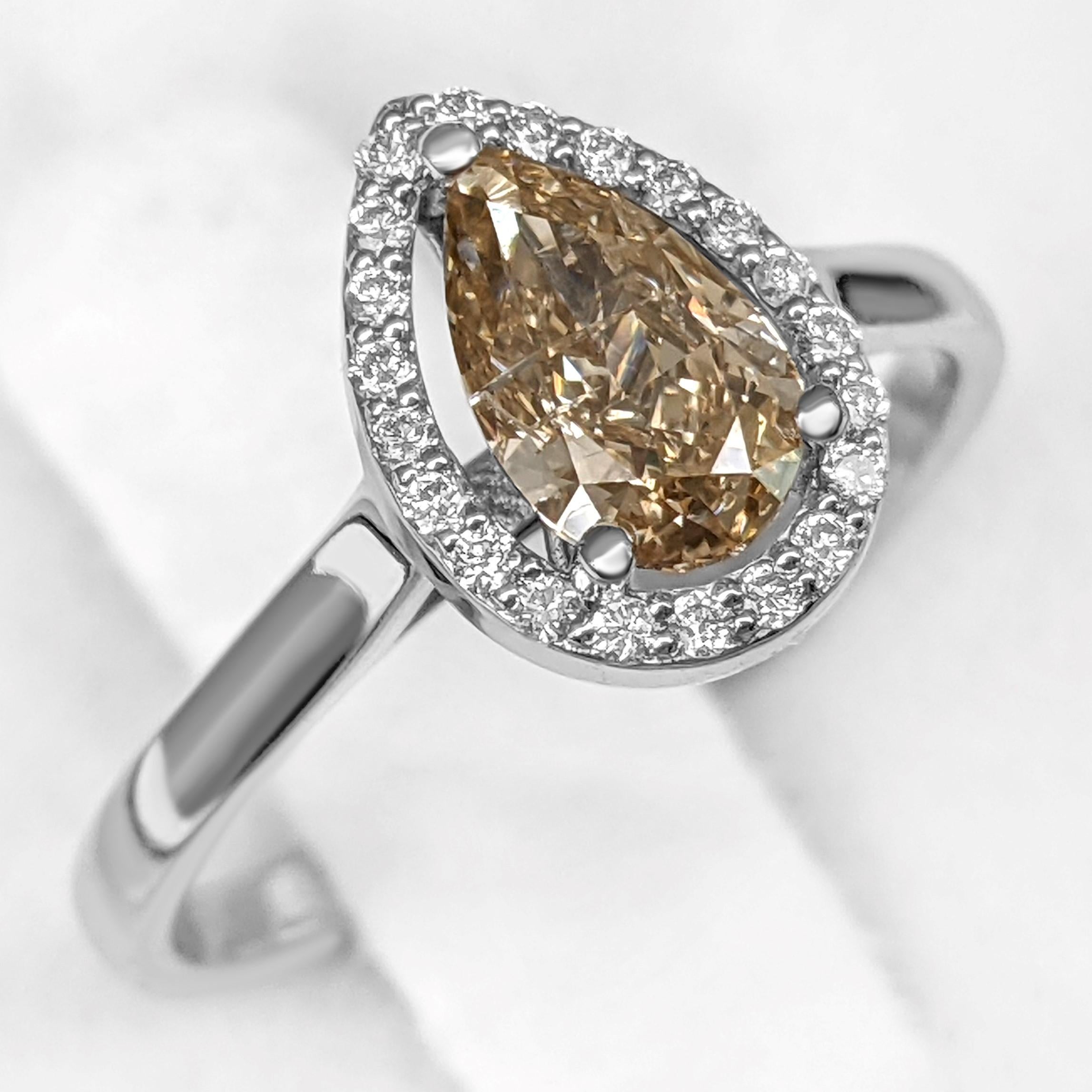 Women's $1 NO RESERVE!  1.21cttw Fancy Pear Diamond Halo, 14k White Gold Ring