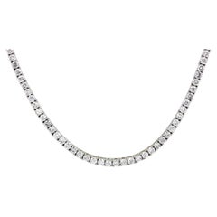 12.1 CTW Round Natural Diamond Straight Tennis Necklace 14K White Gold 20 Inch