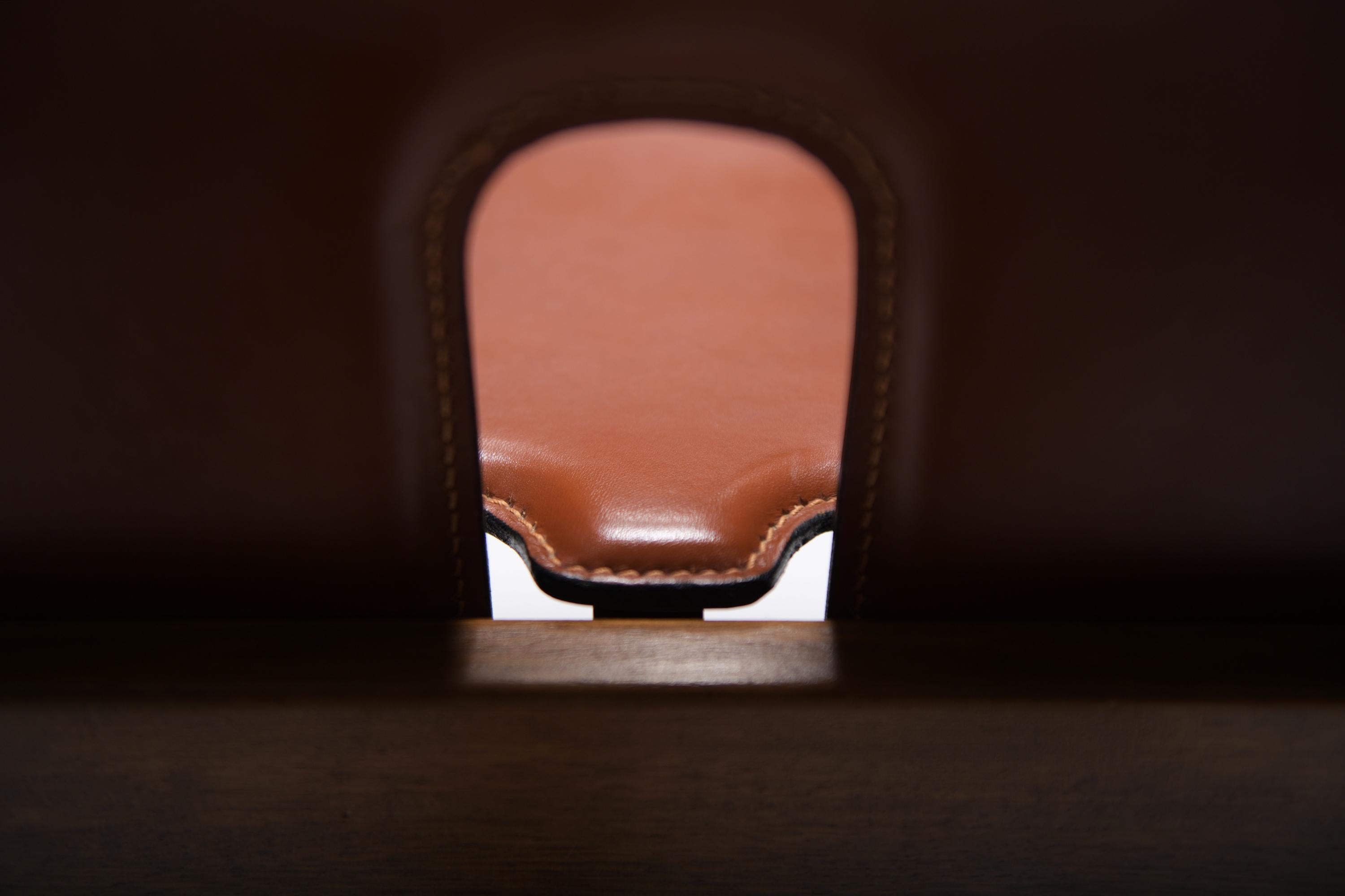 121 Dining Chairs (4)  walnut & brown leather by Afra & Tobia Scarpa - Cassina 6