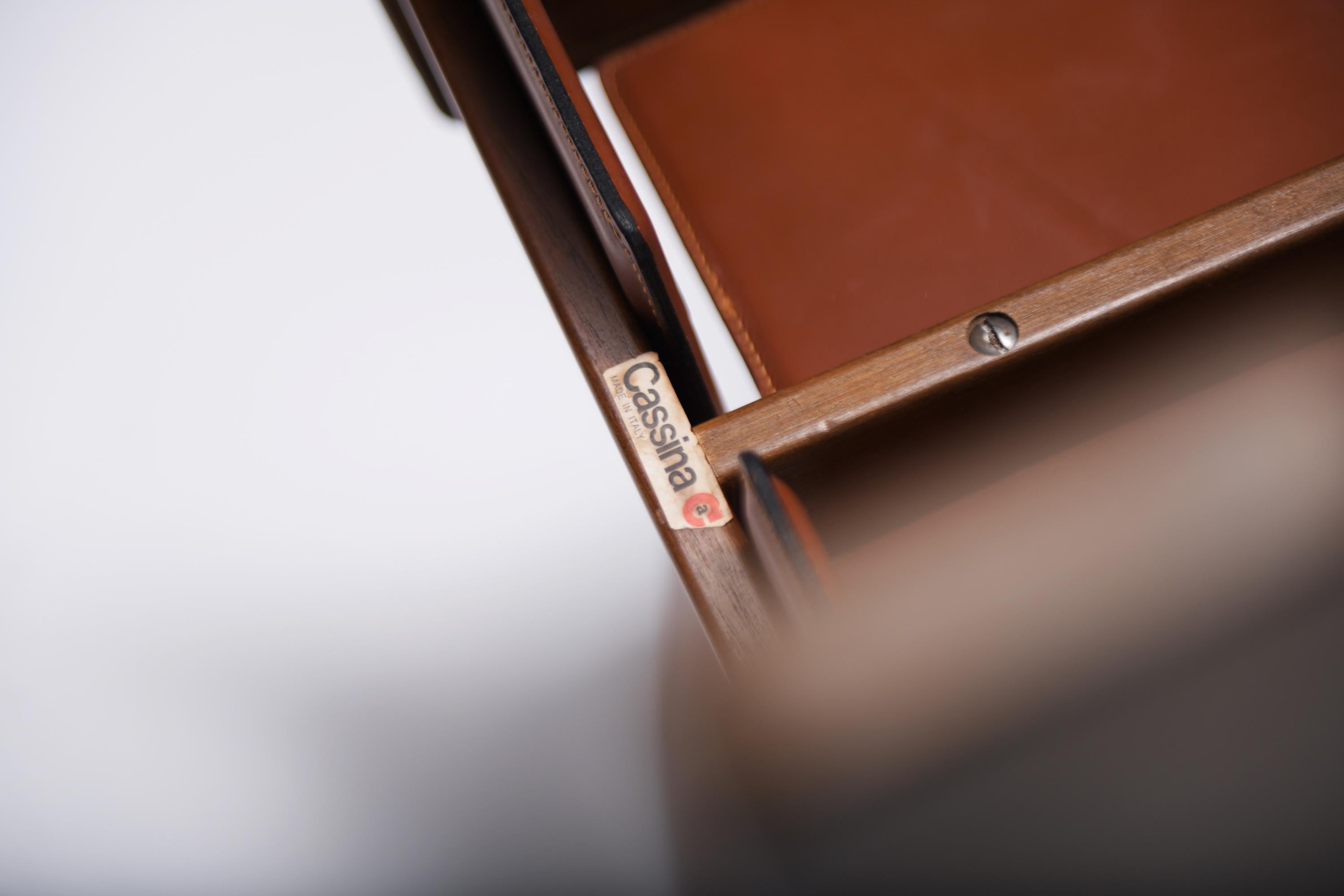 121 Dining Chairs (4)  walnut & brown leather by Afra & Tobia Scarpa - Cassina 2