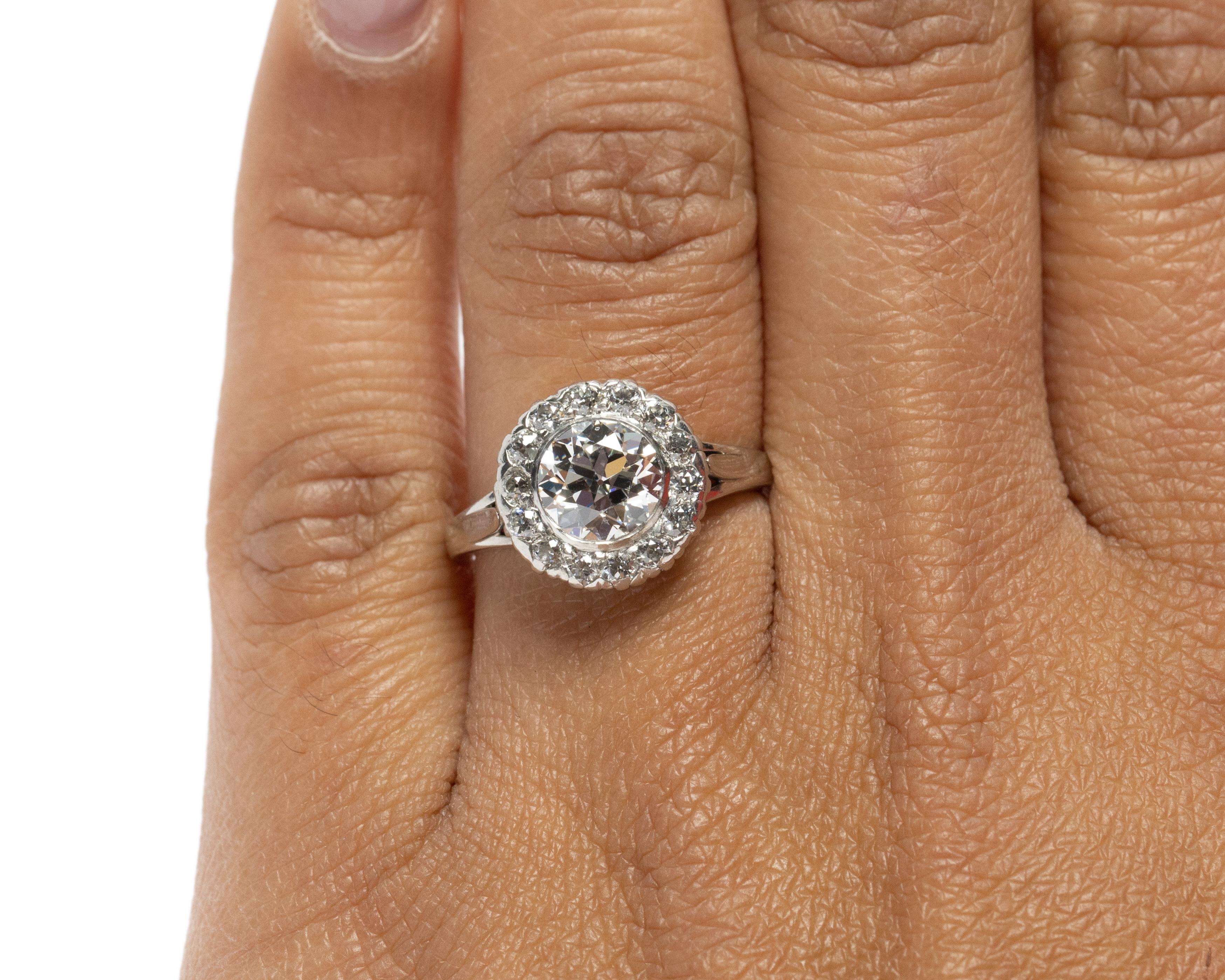 Old European Cut 1.21 GIA Certified Carat Diamond Platinum Engagement Ring For Sale