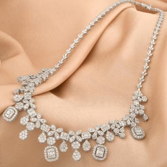 12.10 Carat Baguette Diamond Pendant Necklace Solid 18k White Gold Fine Jewelry