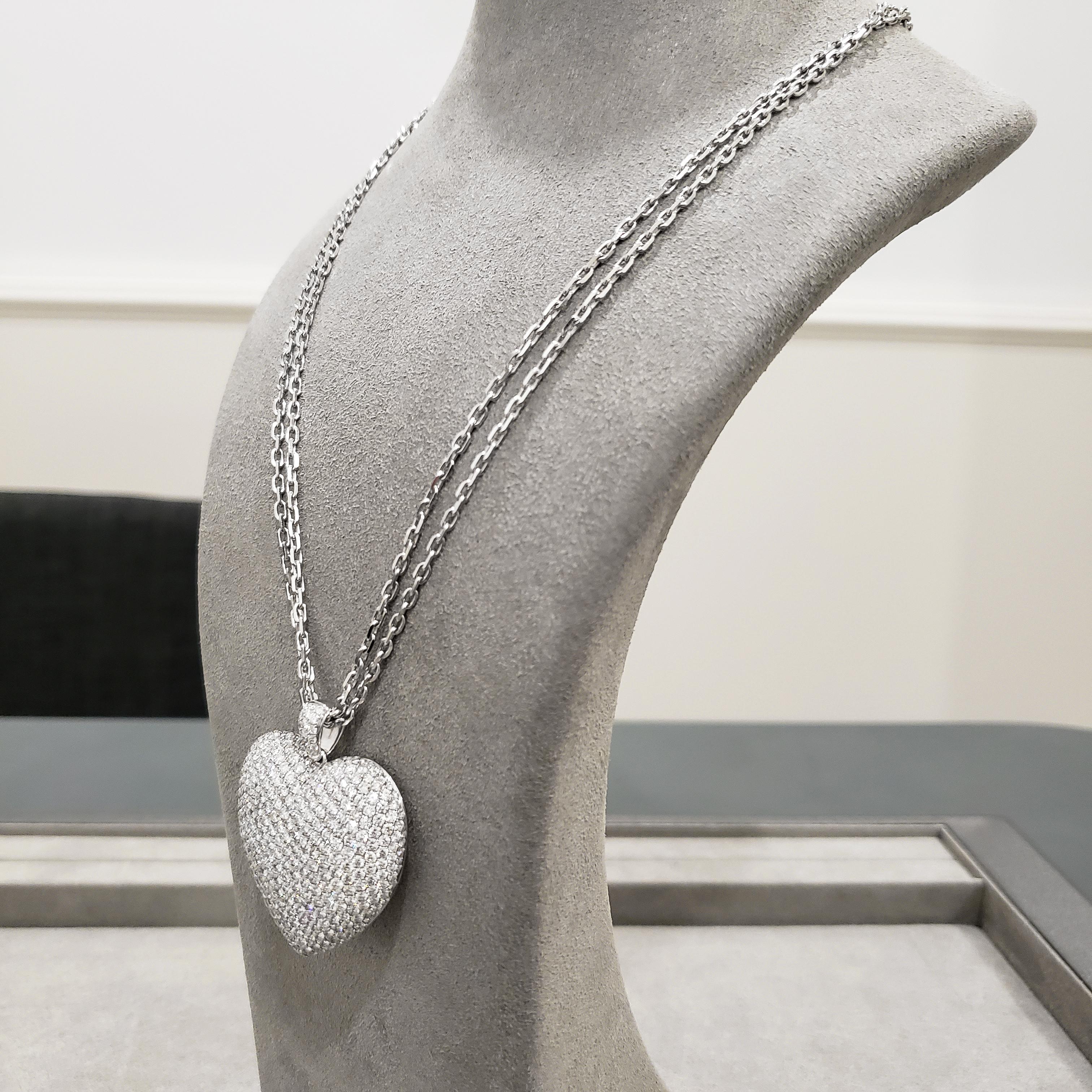 pave heart diamond necklace