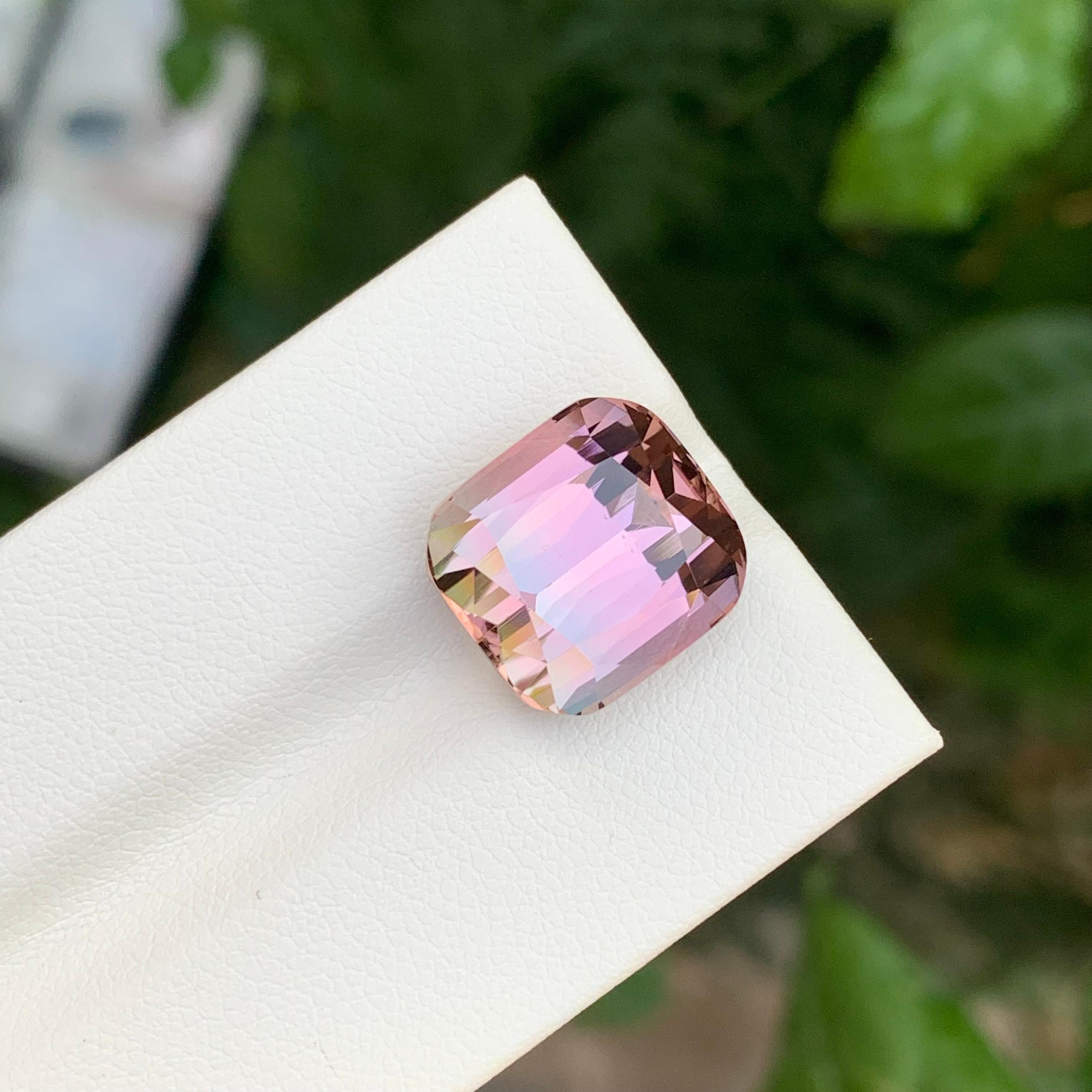 12.10 Carat Genuine Natural Faceted Bi-Colour Tourmaline Cushion Shape Gemstone For Sale 4